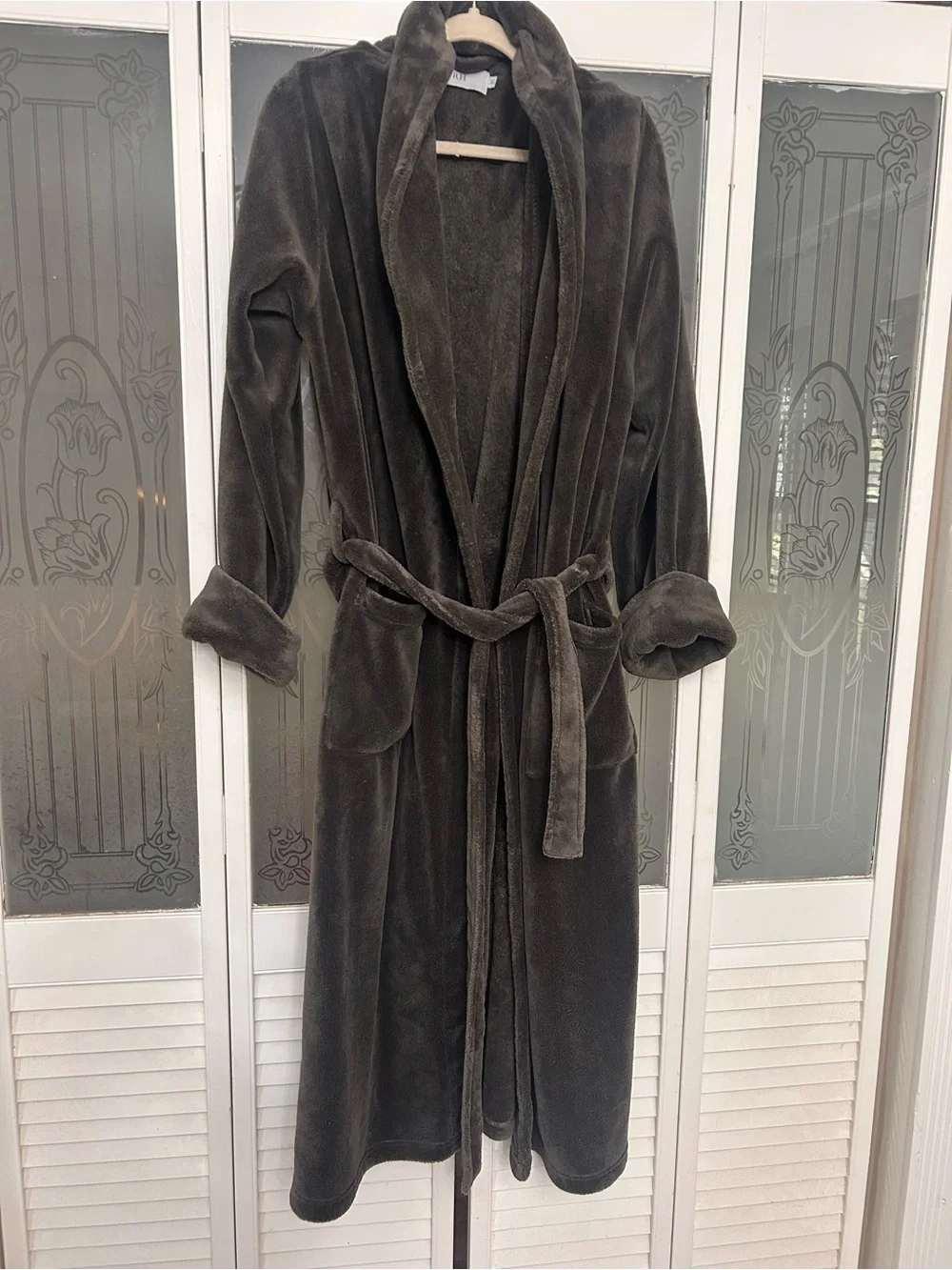 Restoration hardware men’s Plush Long Belted Robe Coat - grey XL